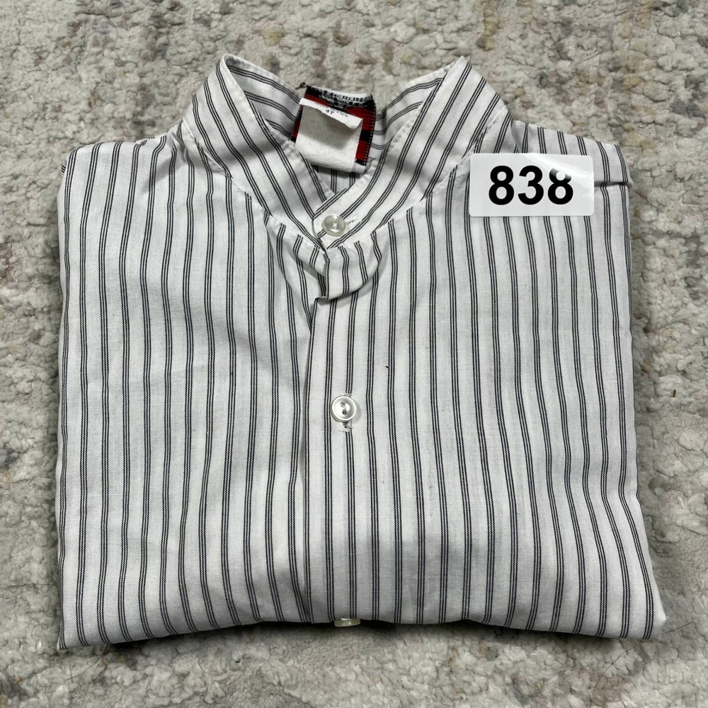 Vintage Good Lad Boys 4T Striped Band Collar Button Down Shirt White Black - Picture 15 of 15